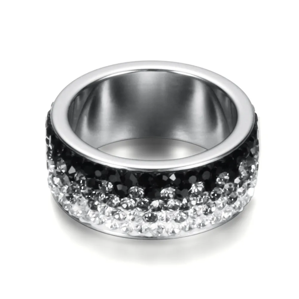 NIBA ювелирные изделия сверкающих кольца, подвески для Для женщин элегантный Нержавеющая сталь кольца с 5 строк нержавеющей стали AAA с украшением в виде кристаллов