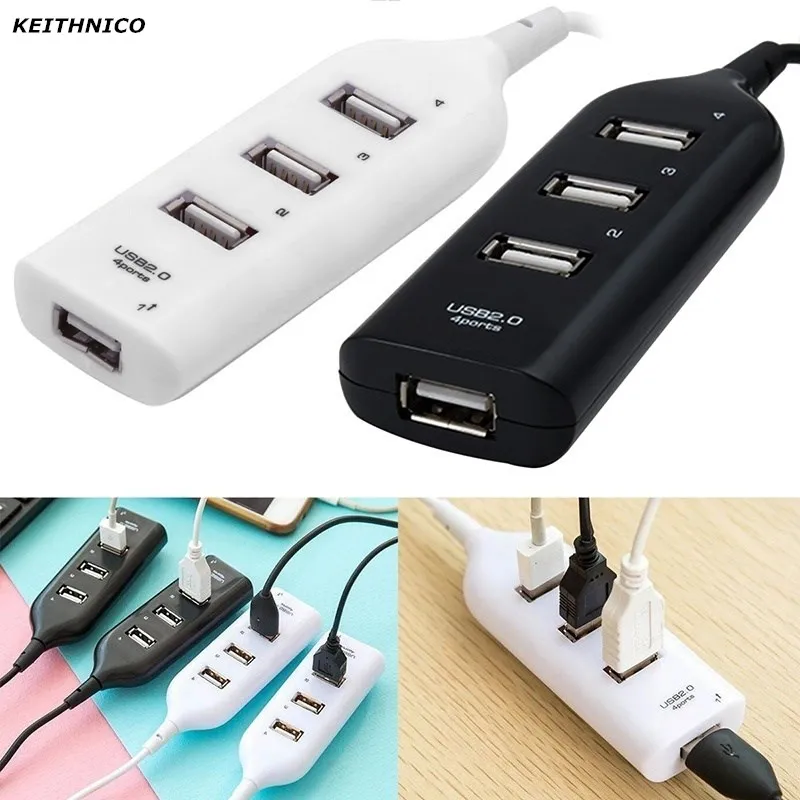 FREE SH ~ Mini 4 Port USB 2.0 Hi-Speed Splitter Hub Adapter for PC Laptop Black