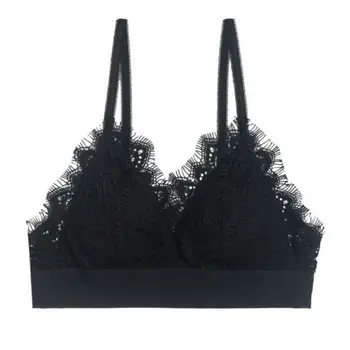 

Sexy Lingerie Women Bra Lace Push Up No Steel Ring Embroidery Thin Triangle Cup Adjustable Women Underwear