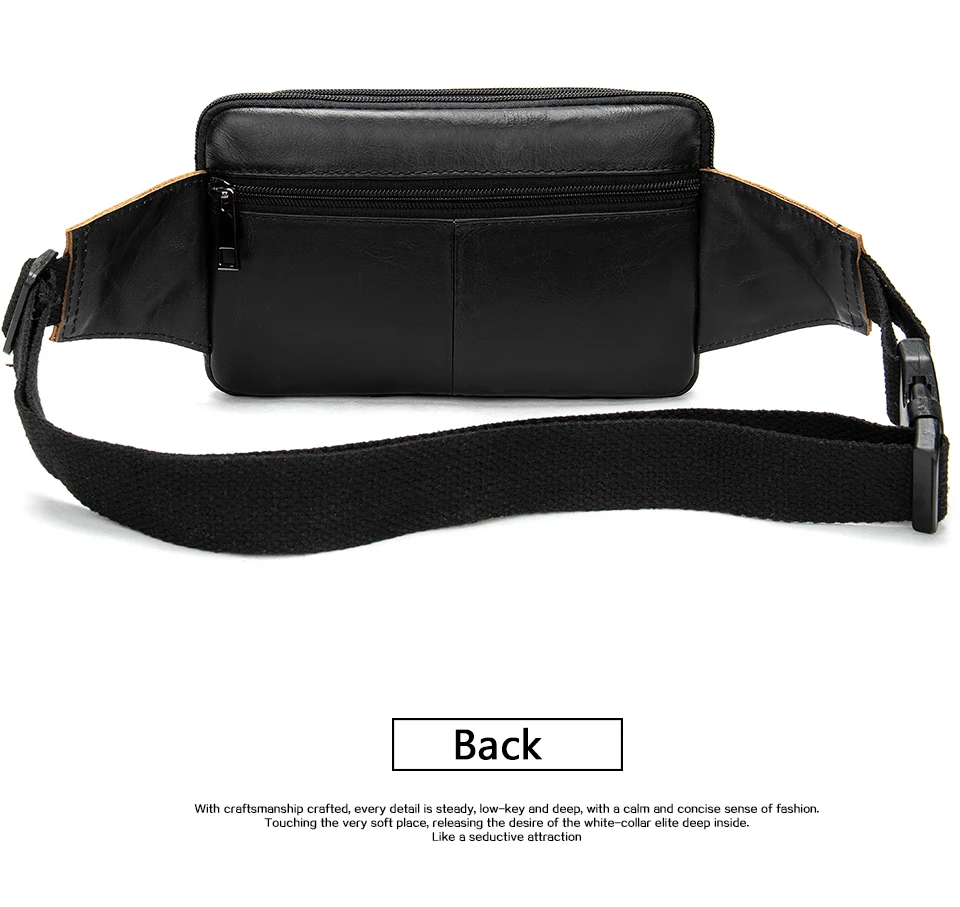 Waist Bag Leather Genuine Men Fanny Pack Money Belt Bag Phone Pouch Bags for Men Small Male Travel Waist Chest Pack 26