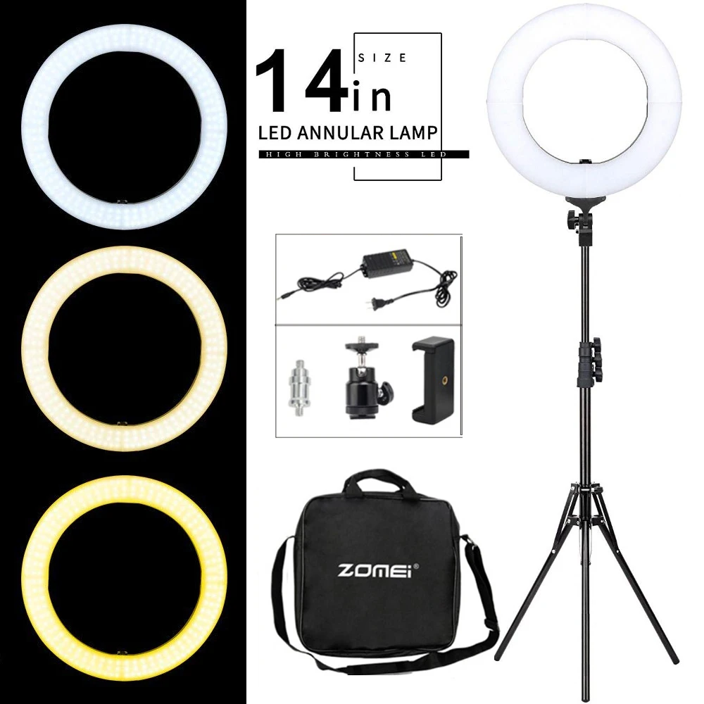 

ZOMEI Ring flash LED Bi-Color Dimmable Video Ring Light Photography Lighting for DSLR Photo/Studio light /Live Makeup/Youtube