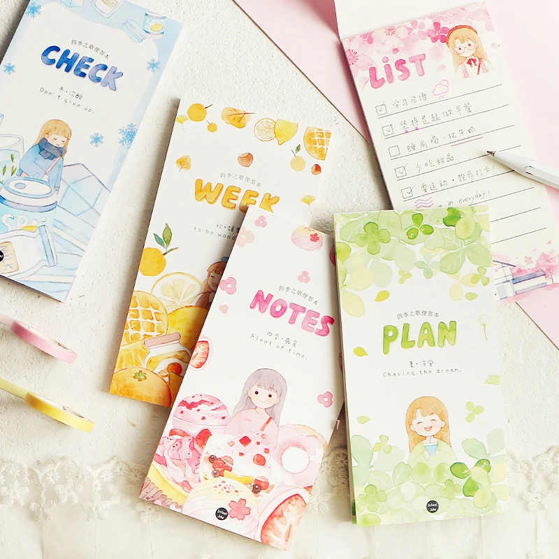 

30 Sheets Kawaii Sweety Girl Memo Pad Portable Notepad Planner DIY Notes Cute Stationery School Office Supply Papelaria