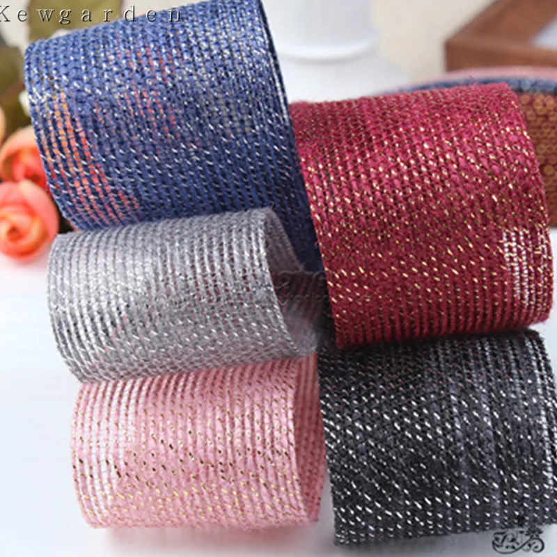 40mm 4CM Gold Silver Fishing Line Yarn Ribbons DIY bowknot accessories satin ribbon handmade