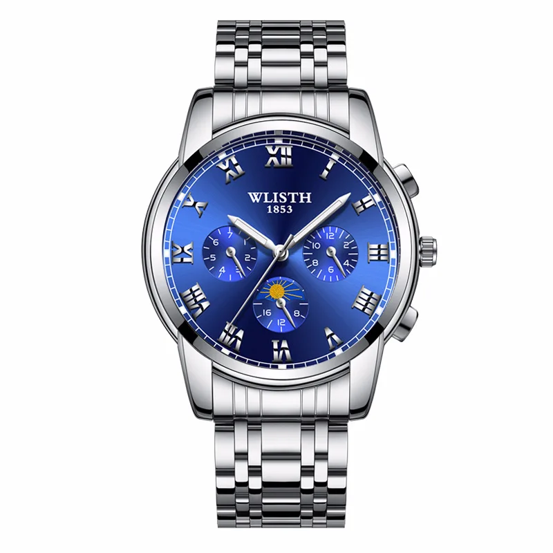 Дропшиппинг wlith спортивные часы мужские часы Лидирующий бренд Роскошные военные армейские кварцевые часы мужские Часы повседневные Relogio Masculino - Цвет: silver blue