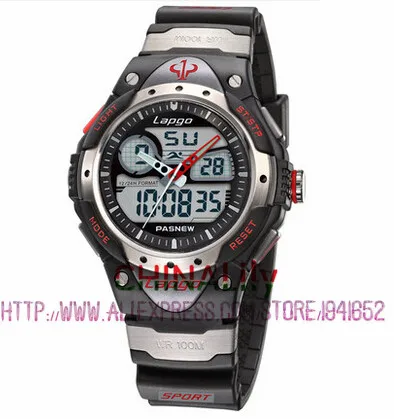 

2017 Hot Brand Pasnew Dual Time Modes Sport Electronic Wrist Watch With LED Backlight 100M Waterproof Dive Tables For Men 388