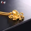 Kpop-Colgante de pulpo de acero inoxidable para hombre y mujer, Color dorado/negro con cadena, joyería de animales de mar, collares GP046 ► Foto 1/6