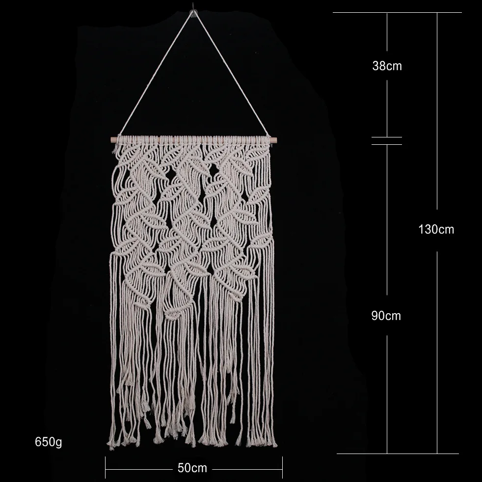 Листья макраме ручной работы настенный гобелен Свадебная церемония хлопковый шнур художественный гобелен бежевый тканый настенный гобелен - Цвет: boho wall hanging
