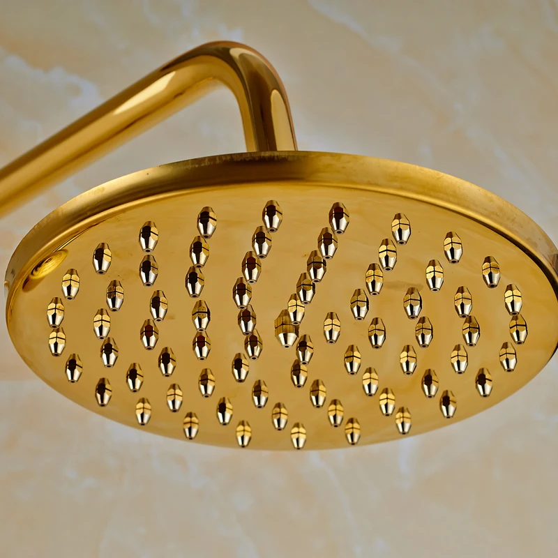 Золотой смеситель для душа двойная ручка для душа набор настенный дождевой Душ система ванная ванна смеситель для душа Раздвижной Бар