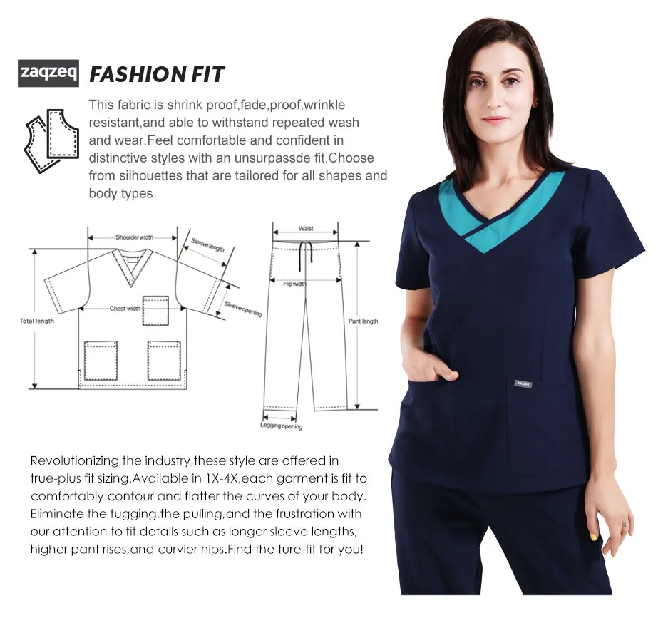 Женская медицинская Униформа с коротким рукавом v-образным вырезом цвет блокировка дизайн топ+ брюки