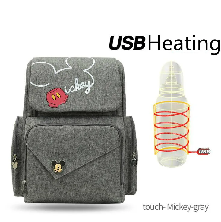 Дисней Мумия Материнство пеленки сумка рюкзак USB бутылки изоляции сумки водонепроницаемый большой емкости путешествия Кормление ребенка кормящих сумка