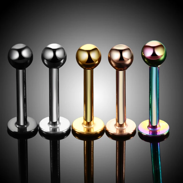 H-S Lot 1Piece Surgical Steel Assorted Colors Labret Stud Lip Piercing Ear Cartilage Tragus Helix Ring Fashion Charming Jewelry 5