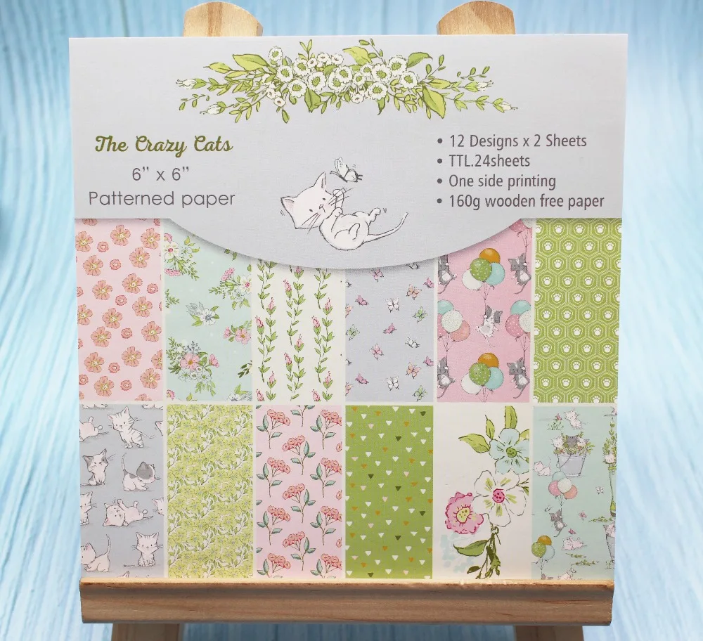

Cat Scrapbooking Paper Pack Flower Craft Paper Art Card Card Making 6"x 6" 24 Sheets /pack For Scrapbooking photo/album craft
