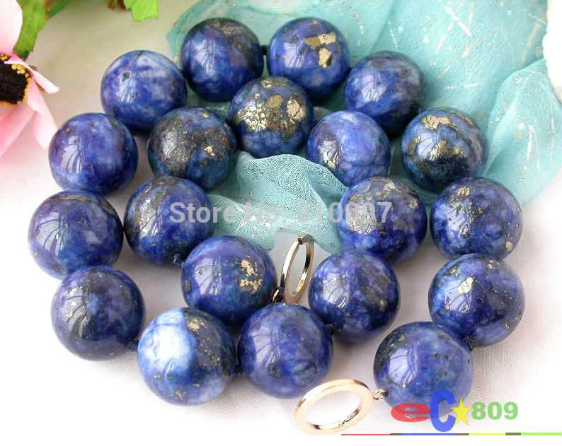 

>>>18"INCH 16mm blue round lapis lazuli necklace