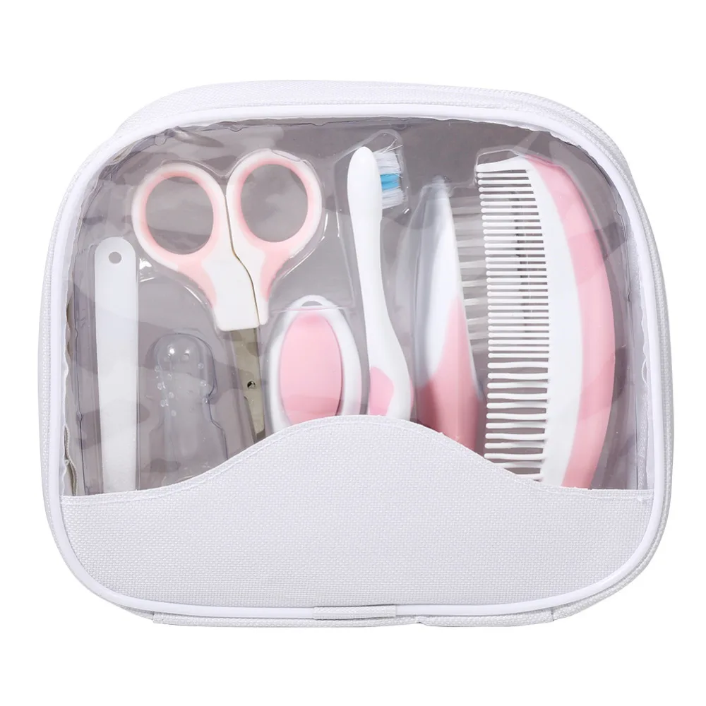 7 Pcs Set Baby Grooming Care Manicure Set Healthcare Kit Baby Infant Daily Nurse Tool Pink