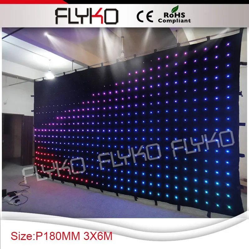 Бесплатная доставка p18 6x3 м лучшая цена rgb гибкий светодиодный экран|led curtain