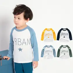 Суси & Рита для мальчиков Лоскутная футболка с длинным рукавом Повседневное топы для детей 2019 весна футболка с буквенным принтом Осенняя