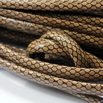 

AaaZee 1 Yard 10mmx6mm Camel Base Animal Snake Skin Pattern Licorice Leather Strip, Outside PU with Inside Cowhide for DIY Bag