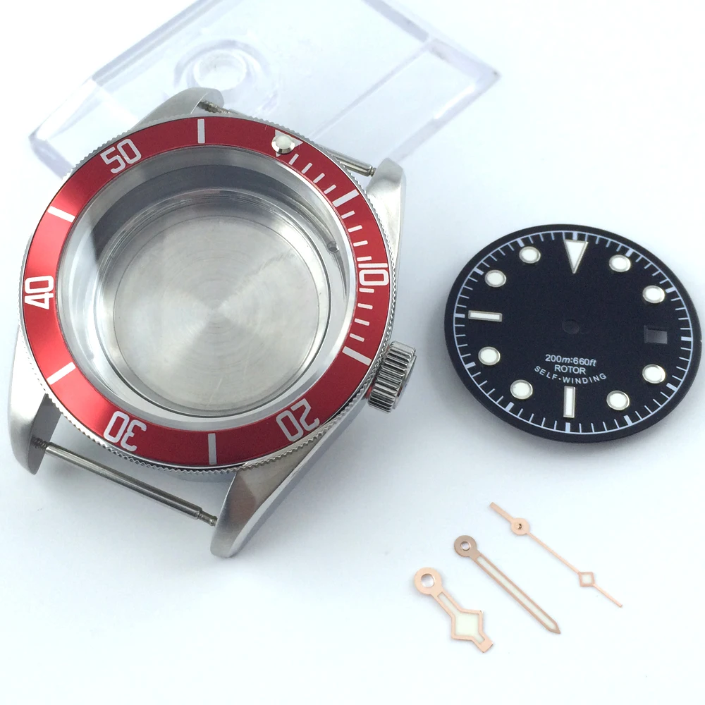 

41mm a set sapphire cystal Watch Case + dial + hand fit ETA 2836 mingzhu 2813 miyota 82 series MOVEMENT