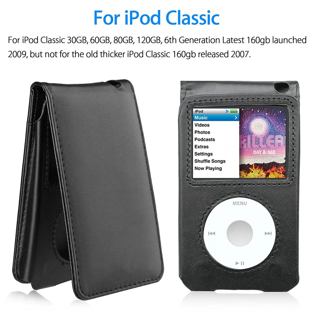 Кожаный чехол для Apple iPod Classic 80GB 120GB 160GB с зажимом для ремня