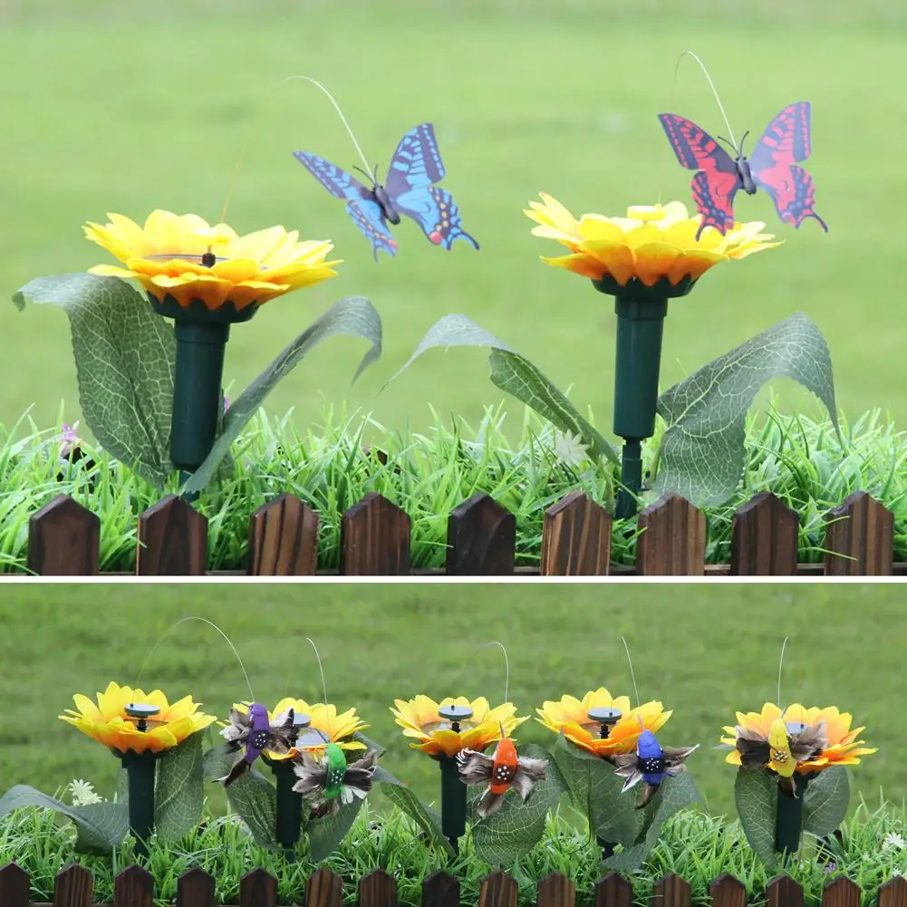 Solar Powered Fluttering Butterflies Solar Garden Yard Stake Flowers Decor