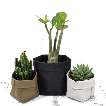 

Creative Flower Pot Kraft Paper Washable Plants Vegetable Grow Bag Succulent Planter Flowerpot Desktop Organizer Storage Bag 35