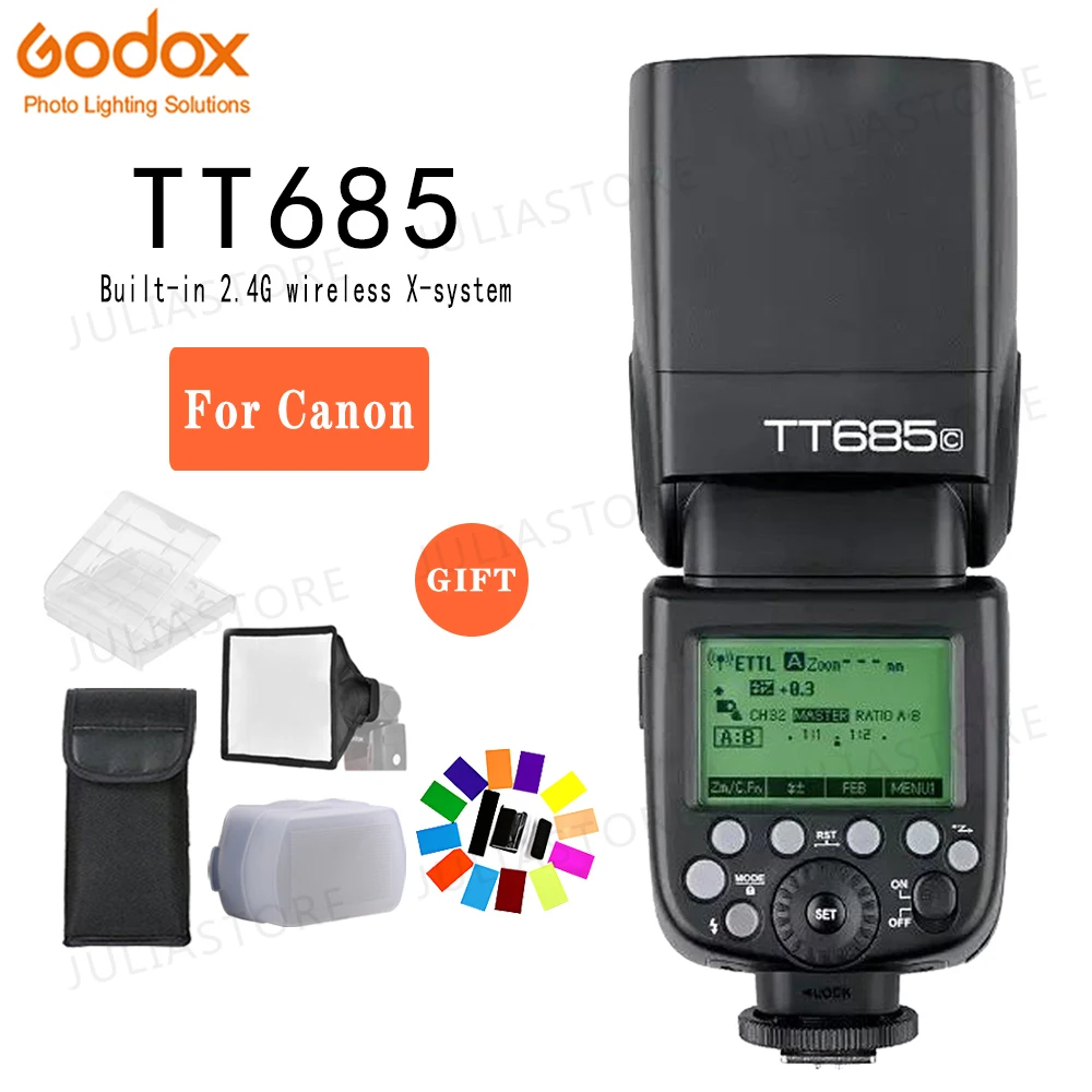 

Godox TT685C Speedlite High-Speed Sync External TTL For Canon Flash 1100D 1000D 7D 6D 60D 50D 600D 500D + Gift Kit