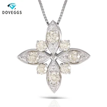 DovEggs 1.2CTW 3 мм-3,5 мм бриллиант, Муассанит кулон ожерелье из стерлингового серебра 925 пробы для женщин четырехлистный листок клевера