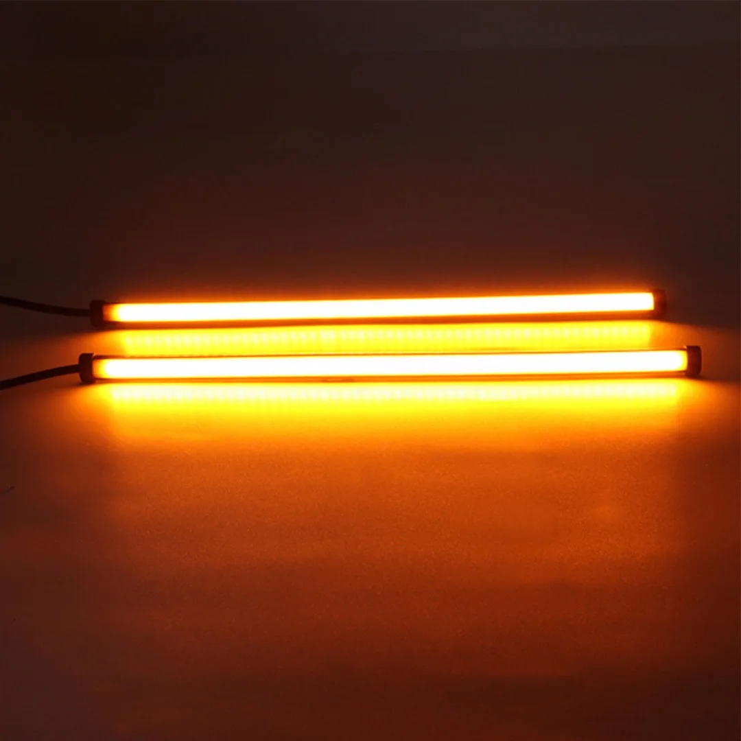 2pcs/set  29.5cm Switchback Car Amber+White LED DRL Brake Turn Signal Light Strip
