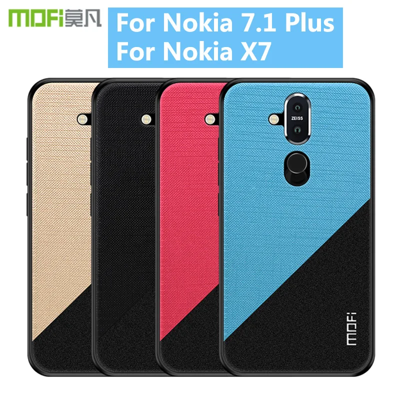 

MOFi Bright Shield Series II Case for Nokia 7.1 Plus TPU Soft PC Hard Cloth Protective Phone Case Cover for Nokia X7 Case