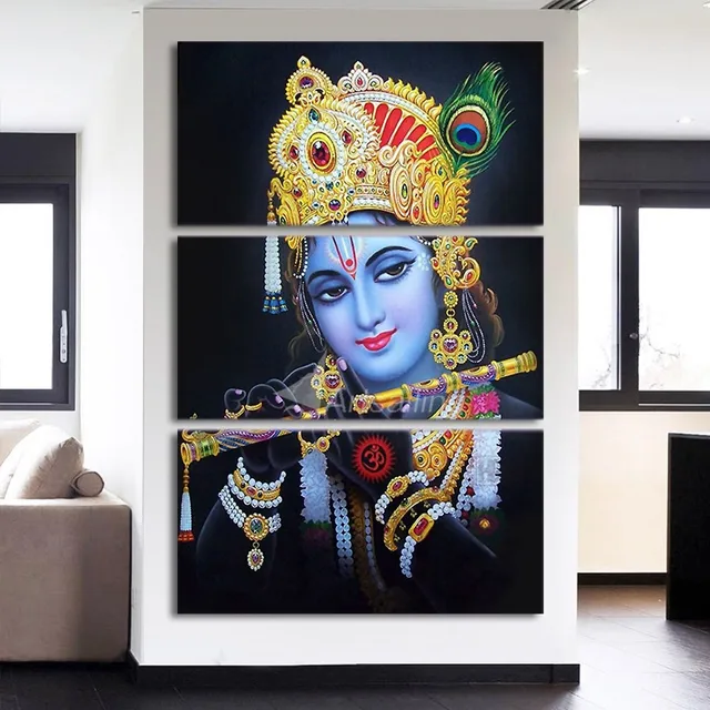 Us 7 52 40 Off Canvas Pictures Wall Art Home Decor Hd Prints 3 Pieces India Radha Krishna Paintings Living Room Abstract Poster Framework In