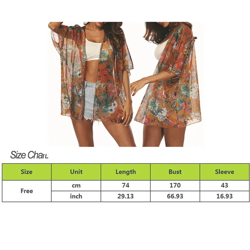 LITTHING 2019 New Summer Sunproof Shirts Cardigan Fashion Women printing Chiffon Blouse Cover Up Kimono Cardigan Coat Camisa