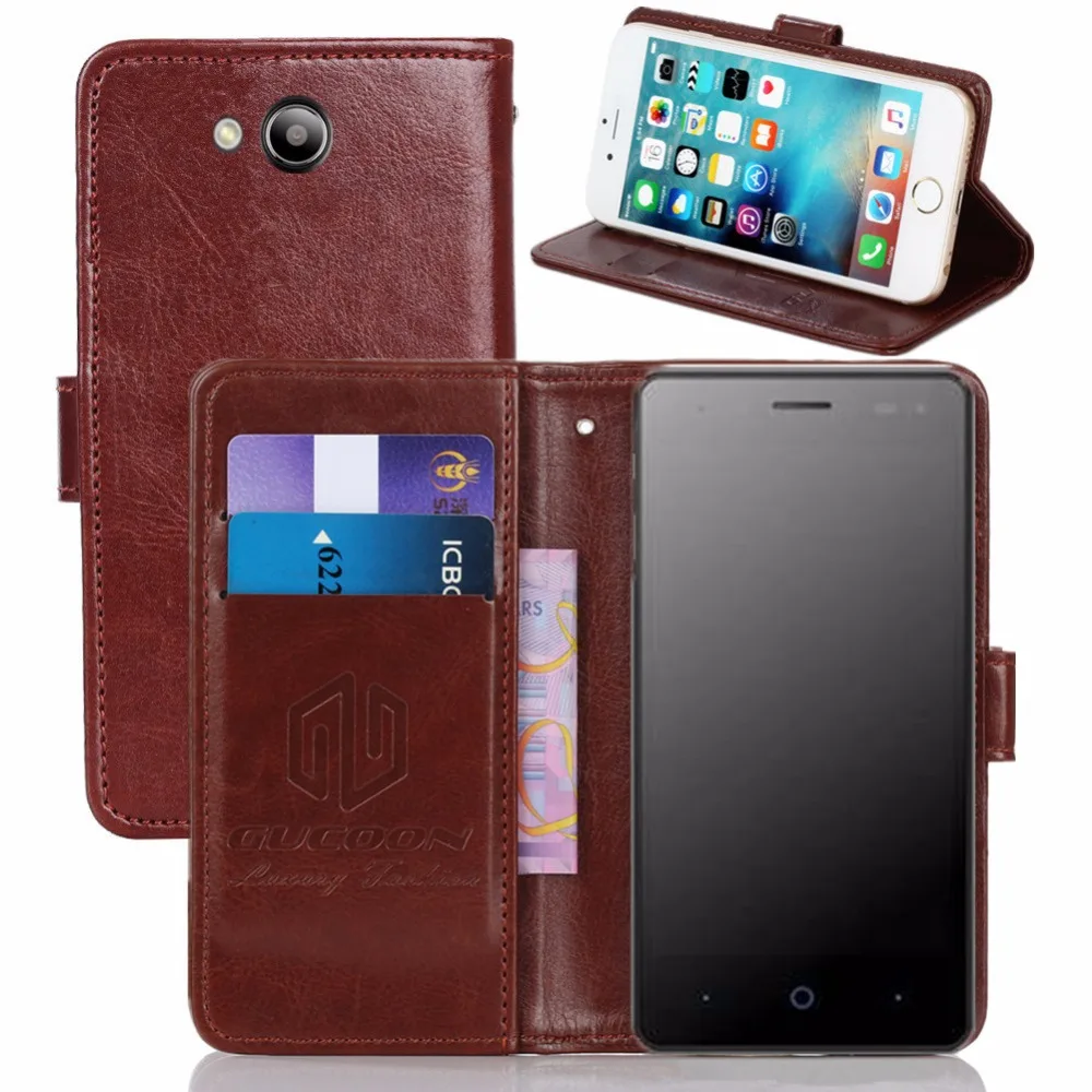 

GUCOON Vintage Wallet Case for ZTE Blade GF3 4.5inch PU Leather Retro Flip Cover Magnetic Fashion Cases Kickstand Strap