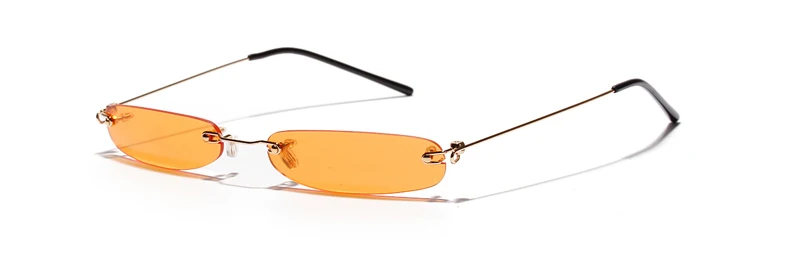 Peekaboo крошечные узкие прямоугольные солнцезащитные очки для женщин без оправы тонкий конфетных цветов маленькие солнцезащитные очки для мужчин прозрачные линзы uv400 - Цвет линз: clear orange