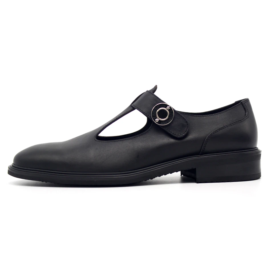 Модные черные мужские крючок крышку Босоножки с открытым носком итальянский Стиль Кожаные Деловые туфли строгого стиля