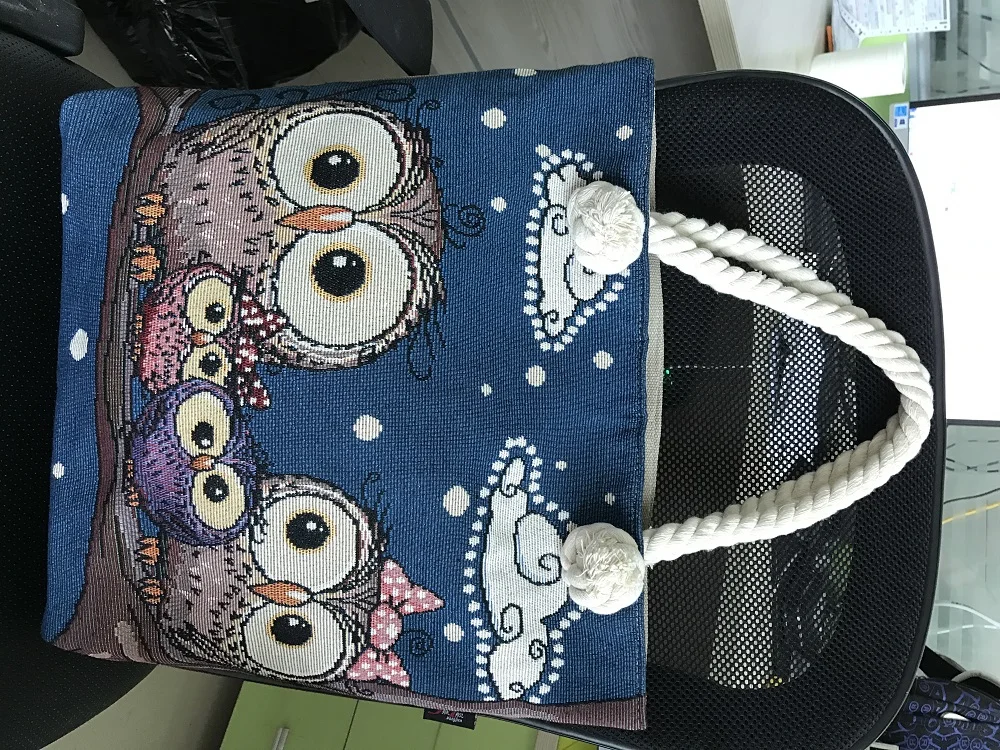 MIYAHOUSE/семейная женская сумка для покупок с принтом Совы; летняя Большая вместительная Женская пляжная сумка на плечо; дизайнерская сумка с ручкой из пеньковой веревки