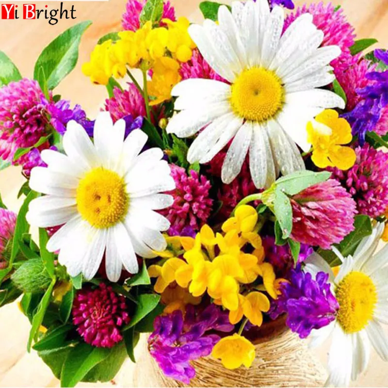 

3D Diy Diamond Painting Flower Daisy Full 5D Diamond Embroidery Cross Stitch Needlework Color Daisy Floral Home Decorative XY1