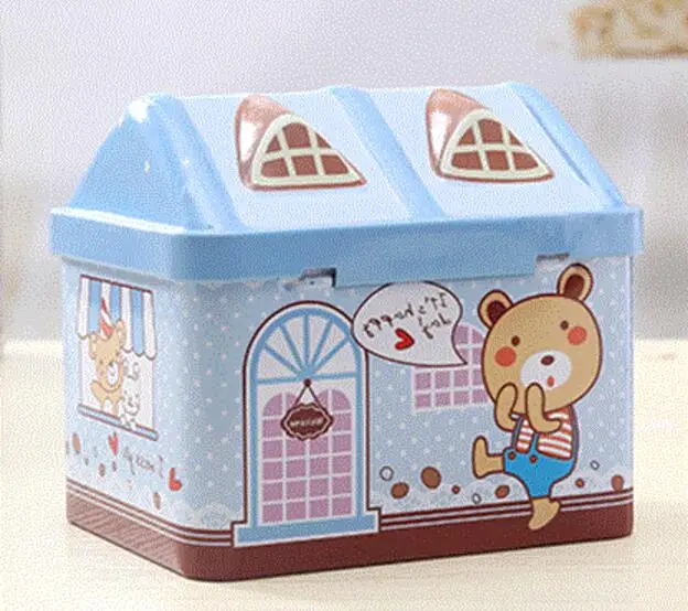 

1PC Small Tin House Cute Piggy Bank Money Box Money-boxes Tinplate Saving Bank Best Gift for Children Kids Storage Box OK 0462