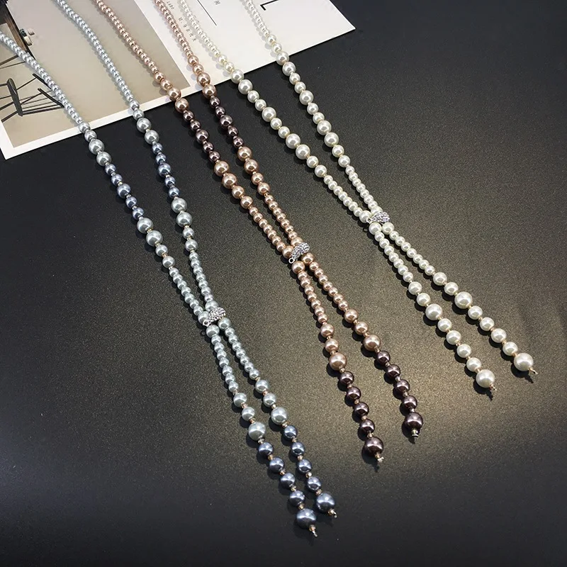 

2017 Korea fashion elegant pearl sweater chain necklace accessories all-match winter long female personality