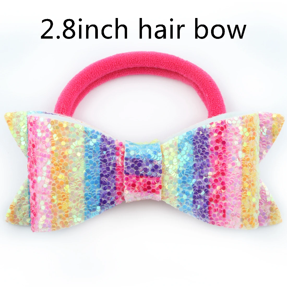 1 PC Child Hair Bow Tie Elastic Hair Band Glitter Hairbow Rope Rainbow Sequin Sparkly 3 Inch Bows Mermaid Girls Sweet Headwear - Цвет: 2.8inch hair bow-10