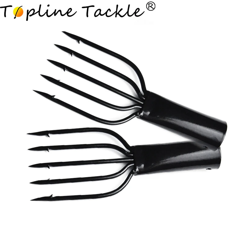 

TopLine Tackle 2pcs Fishing Spear5 Prong Spearhead Fork Harpoon Tip with Barbs Diving Spear Gun Head Fishing Tools