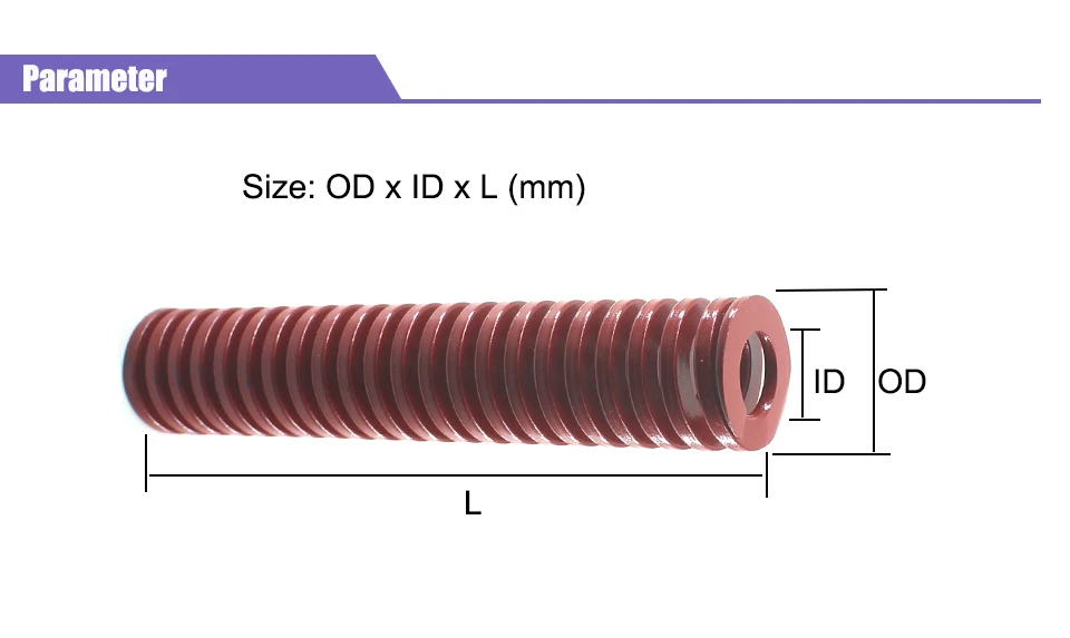 Красная компрессионная пружина Gearway TM35x35/35x40/35x45/35x60/35x65 мм Средняя загрузка спиральная штамповочная пружина