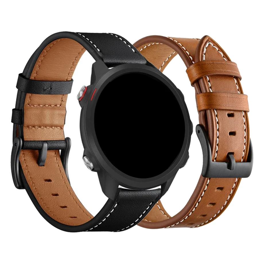  Genuine Leather Watch band for Garmin Forerunner 245/Vivoactive 3/vivomove HR Smart Watch Strap For - 33027321950