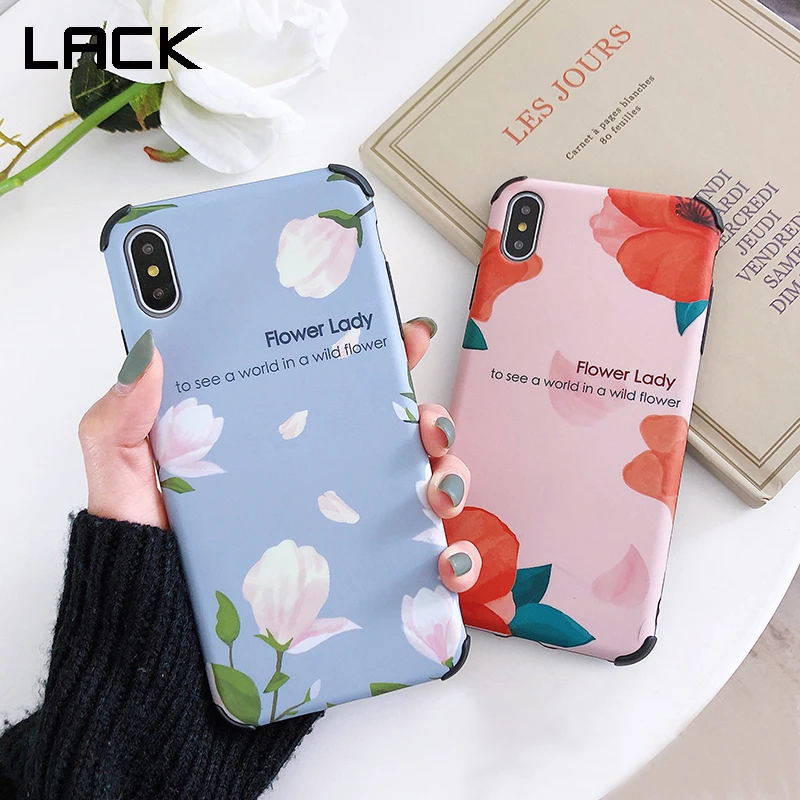 

LACK Anti-knock Rose Floral Flower Cases for iphone X XS Max Cartoon Candy Color Phone Case For iphone XR 6 6S 7 8 Plus Cover