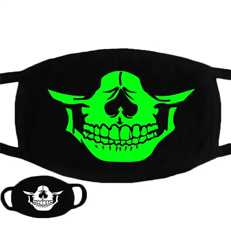 Хэллоуин косплей светящиеся черепа рот маски черный хлопок страшная Пылезащитная маска против пыли маска для лица страшная маска с зубами