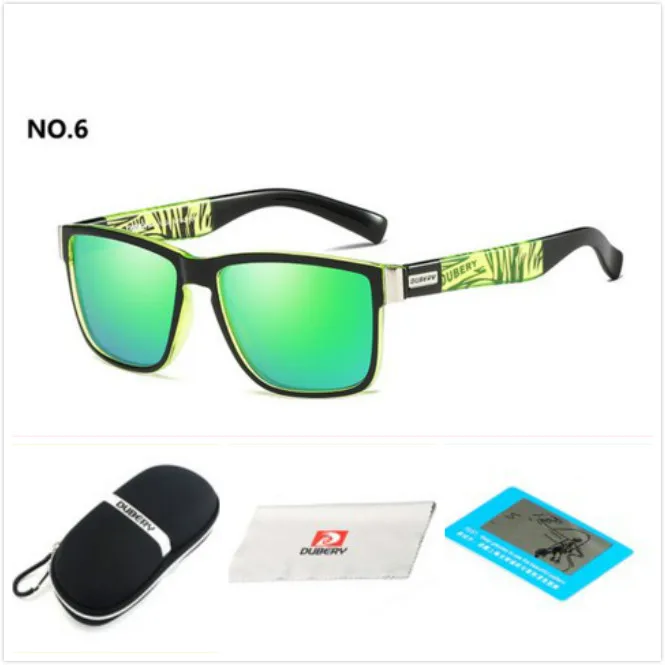 DUBERY бренд дизайн поляризованных солнцезащитных очков Для мужчин водительские очки мужские Винтаж солнцезащитные очки для мужчин с квадратным зеркалом летом UV400 Óculos - Цвет линз: 6There is a box
