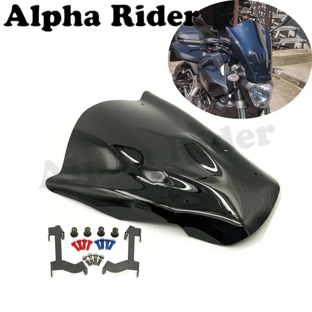 

for Yamaha MT07 13-15 FZ07 15-17 FZ6 WindScreen Double Bubble Windshield w/ Mounting Brackets Bolts Screws FZ-07 2015 2016 MT-07
