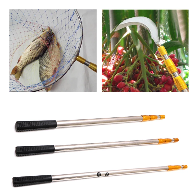 

1.5/1.7/1.9m Head Ring Prong Harpoon Spear Rod Fish Dip Net Telescopic Bar Pole