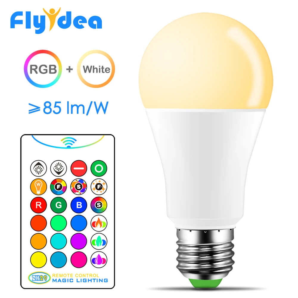 Светодиодная лампа &quotZH29&quot белая + RGB 10 Вт 15 изменяющая цвет RGBW Magic Smart Lamp 2019 в 110 В E27