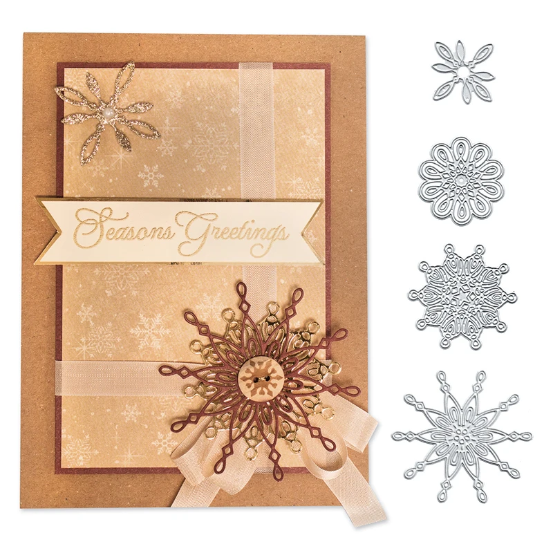 

Julyarts Scrapbooking Dies 4pcs/set Snowflake Cutting Dies Christmas Snow Metal Cutting Dies Stencils Die Cut for DIY Album Card
