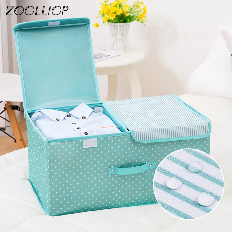

Fashion hot 2019 Household Items Organizer Storage Box Clothes Quilt Finishing Dust Box Organizers Boxes with cap For Clothing